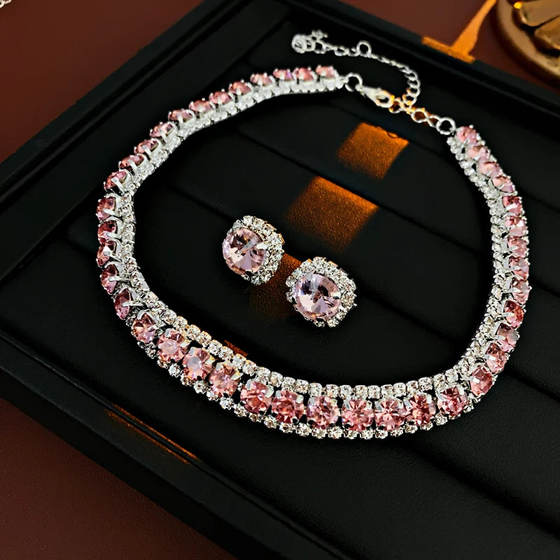 Rhinestone Necklace & Earrings Set