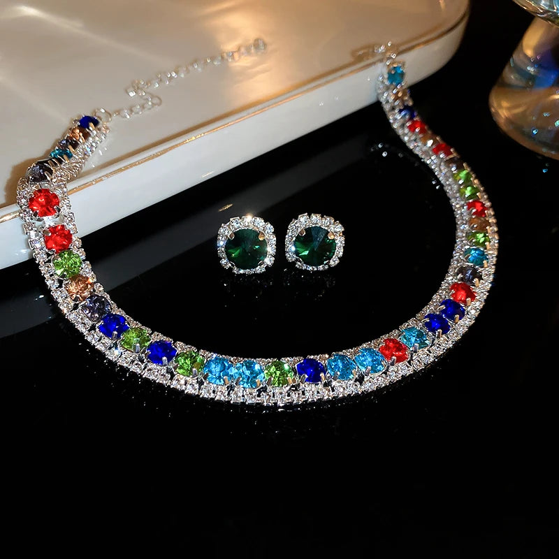 Rhinestone Necklace & Earrings Set