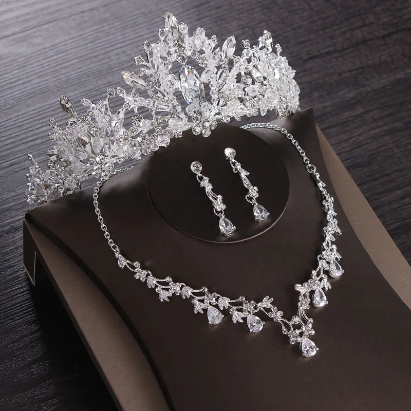 Luxury Crystal Bridal Jewellery Set - Tiara, Necklace & Earrings