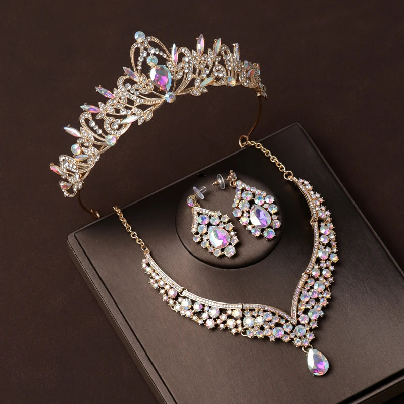 Luxury Crystal Bridal Jewellery Set - Tiara, Necklace & Earrings