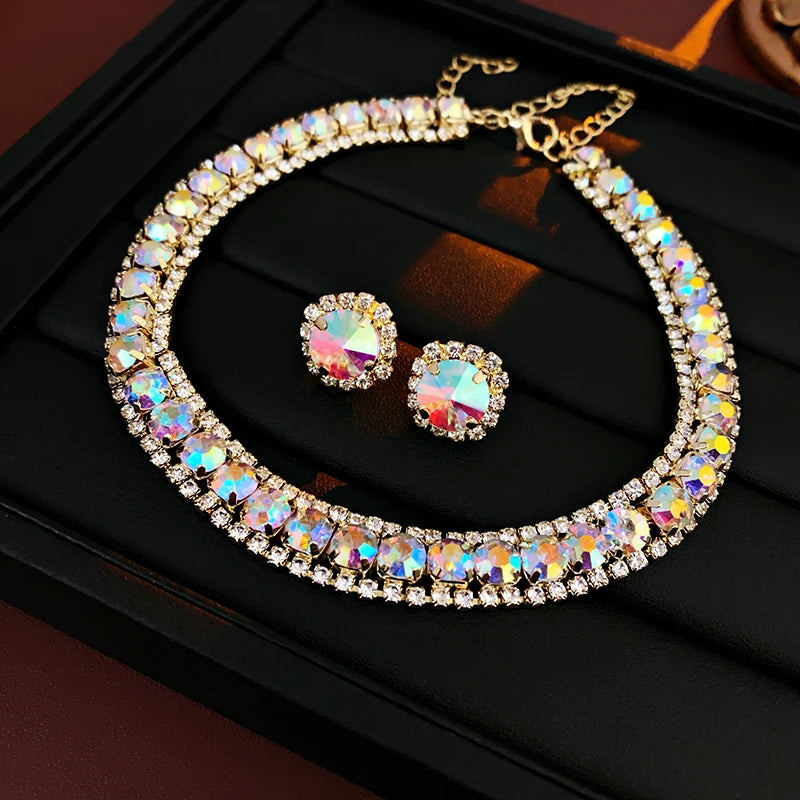 Rhinestone Necklace & Earrings Set