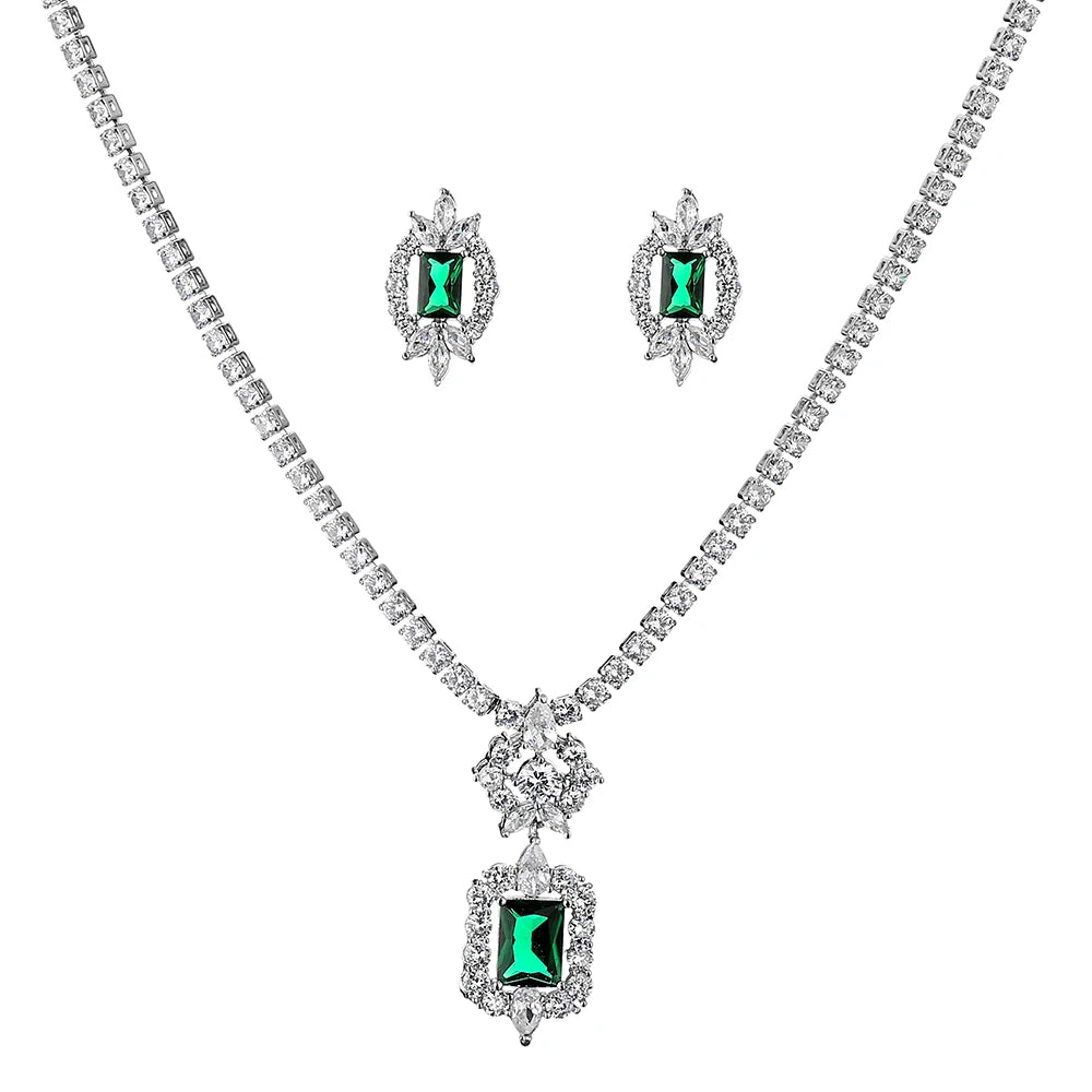 Geometric Water Drop CZ Jewellery Set