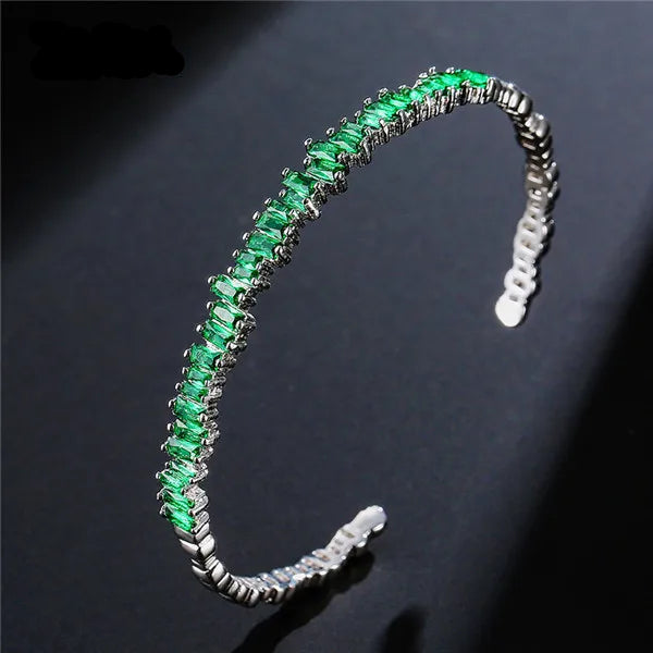 Cubic Zirconia Baguette Cuff Bracelet