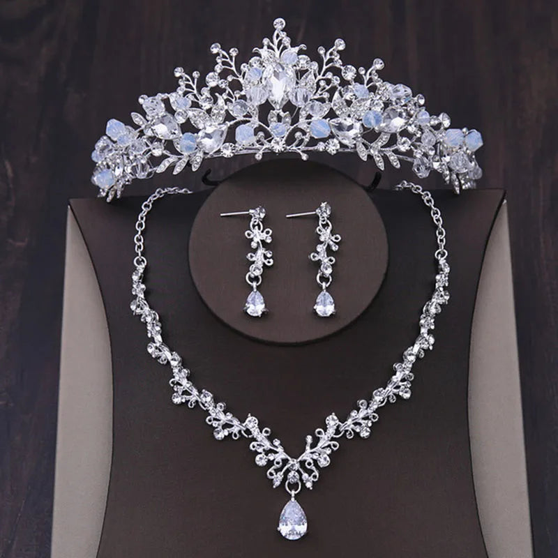 Luxury Crystal Bridal Jewellery Set - Tiara, Necklace & Earrings