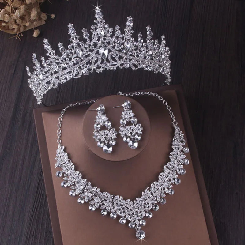 Luxury Crystal Bridal Jewellery Set - Tiara, Necklace & Earrings