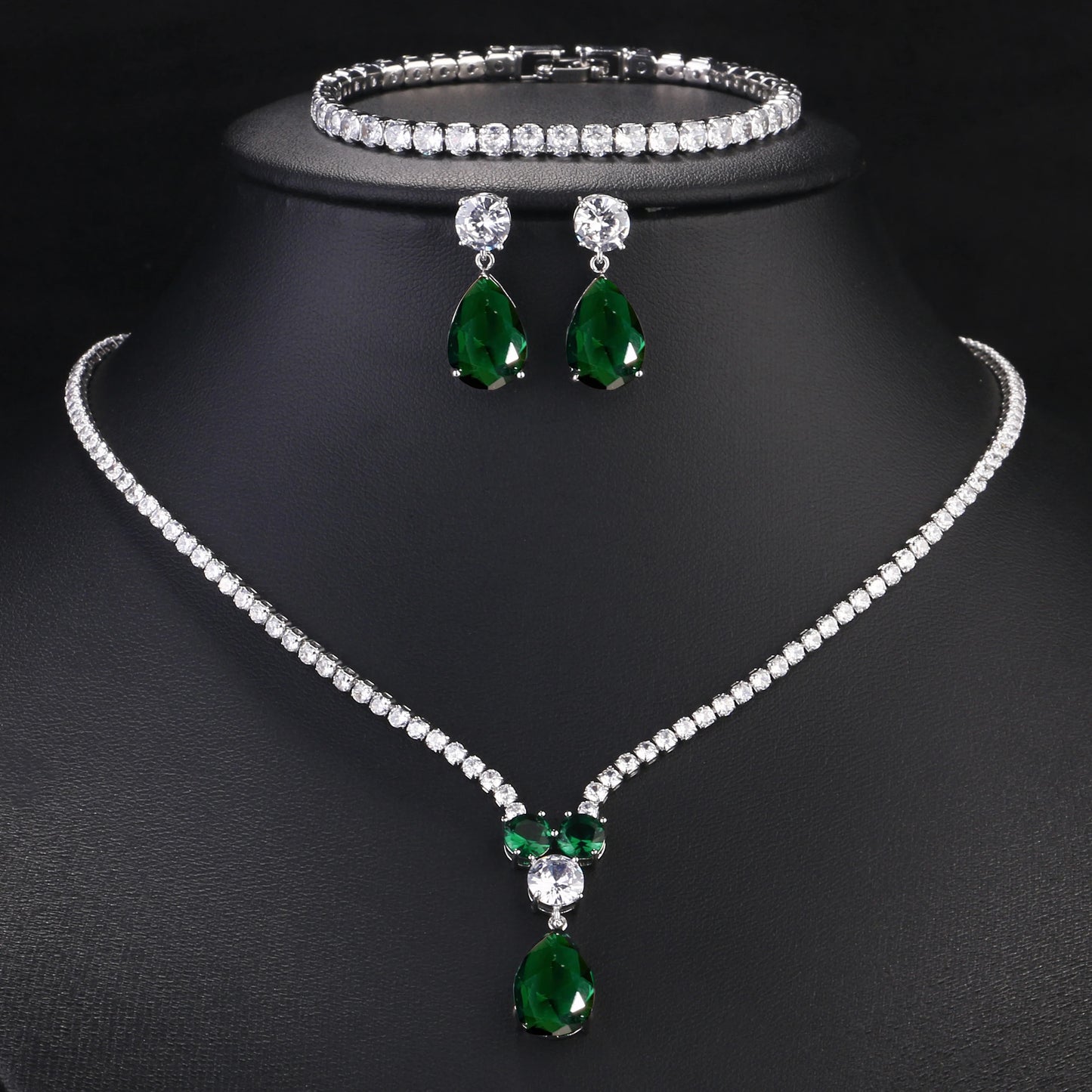 Geometric Water Drop CZ Jewellery Set