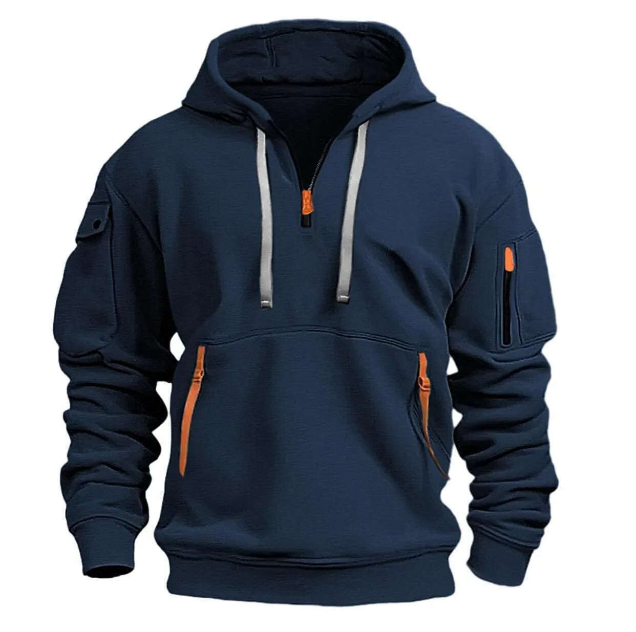 Multi-Pocket Fleece Hoodie