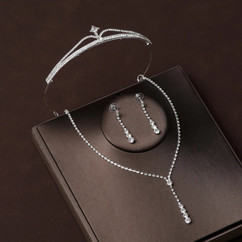 Luxury Crystal Bridal Jewellery Set - Tiara, Necklace & Earrings