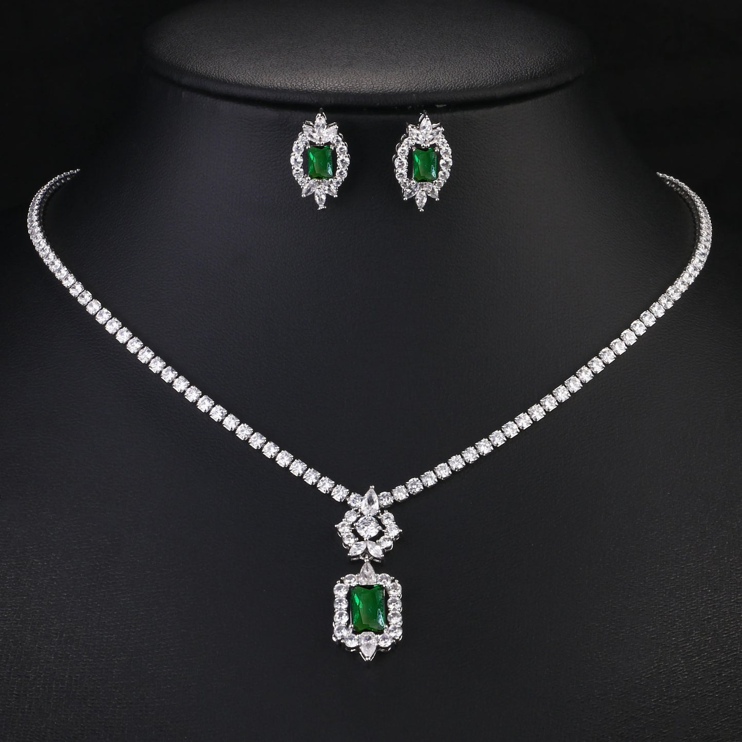 Geometric Water Drop CZ Jewellery Set