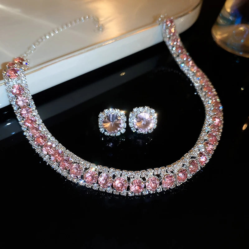 Rhinestone Necklace & Earrings Set