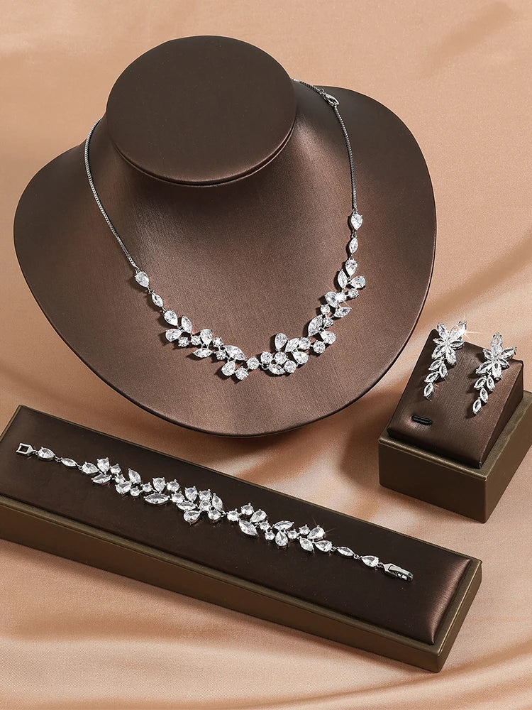 White AAA Zircon Jewellery Set