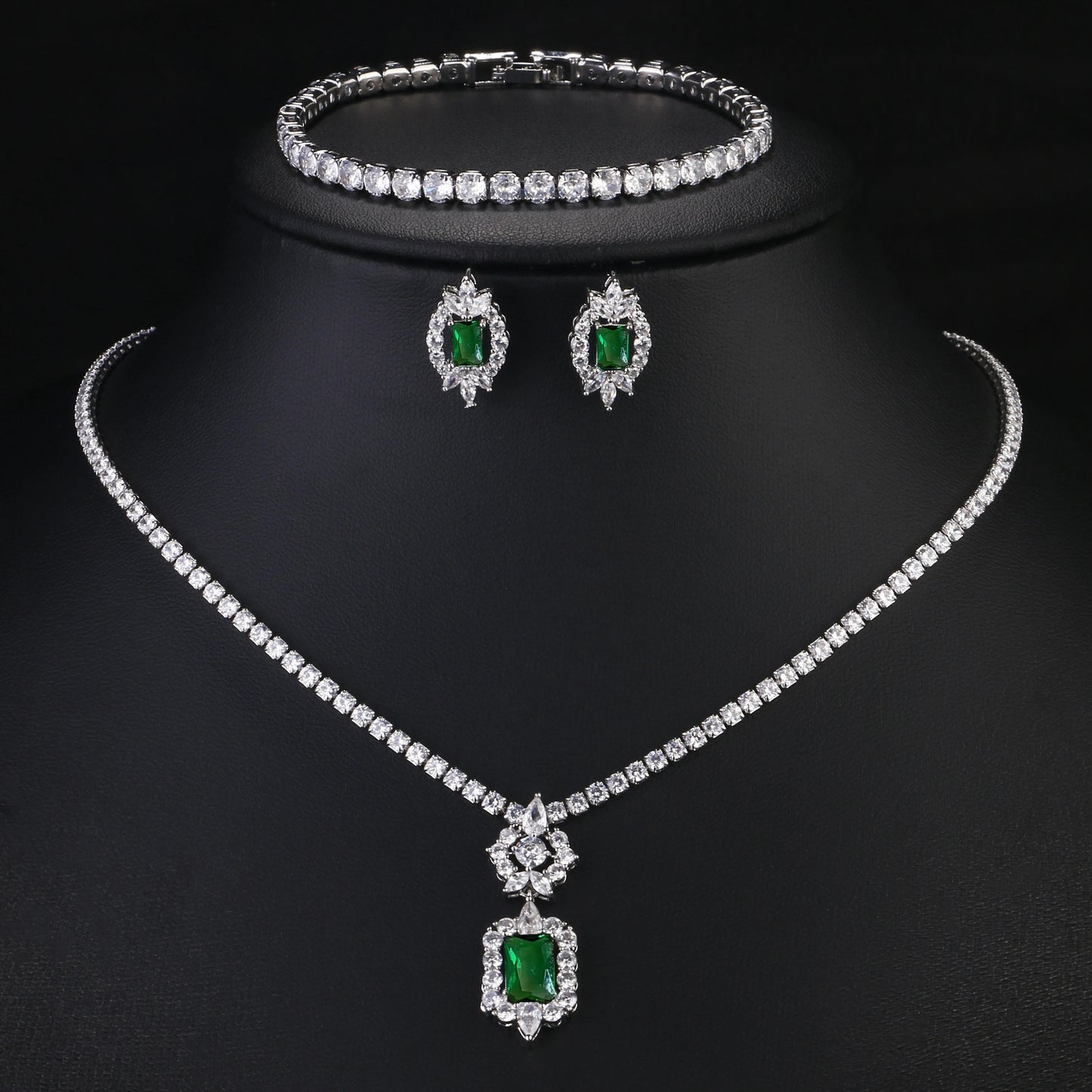 Geometric Water Drop CZ Jewellery Set