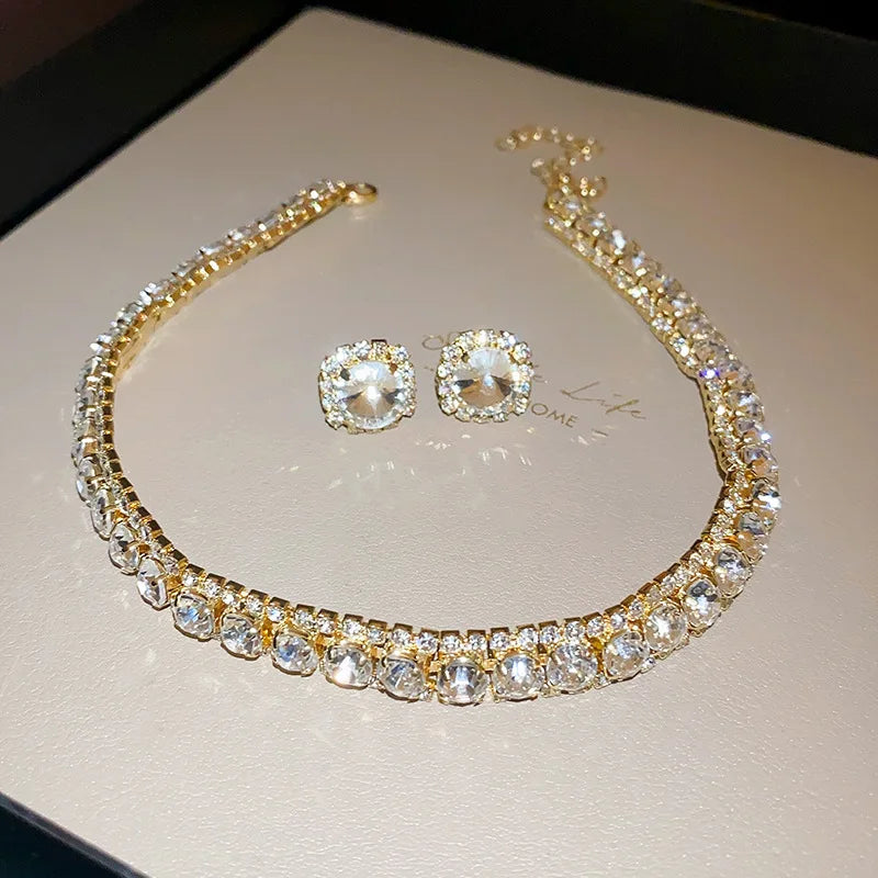 Rhinestone Necklace & Earrings Set