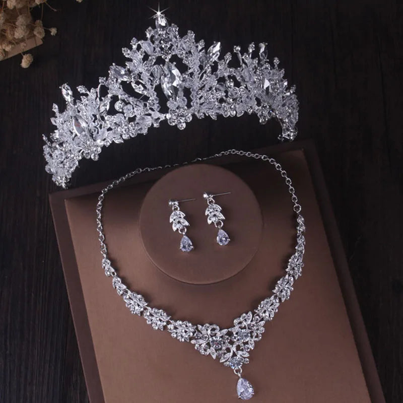 Luxury Crystal Bridal Jewellery Set - Tiara, Necklace & Earrings
