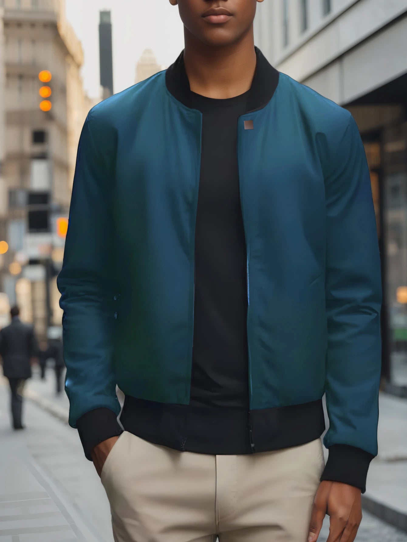 Men’s Casual Thin Coat with Baseball Collar